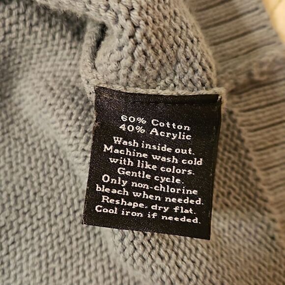 Rock & Republic blue gray knit sweater with front detail size Large - Picture 8 of 10